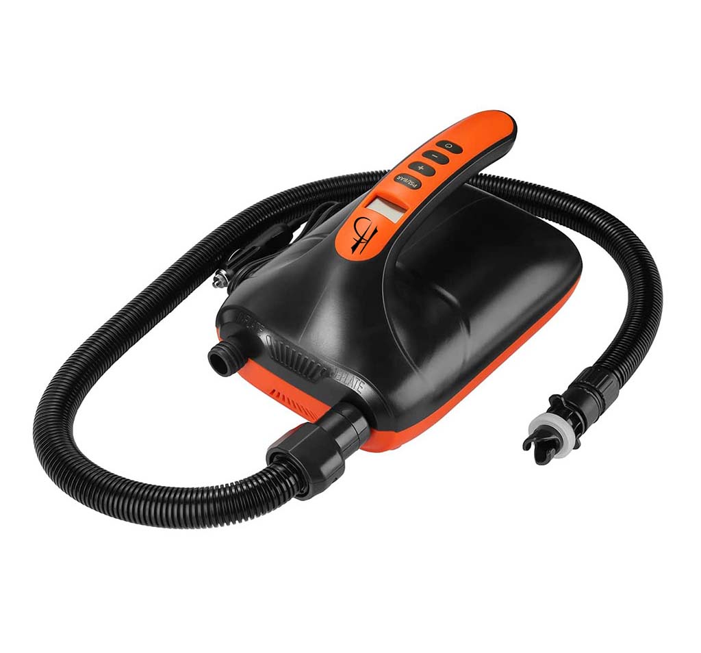 Electric paddle board pump with hose and cord
