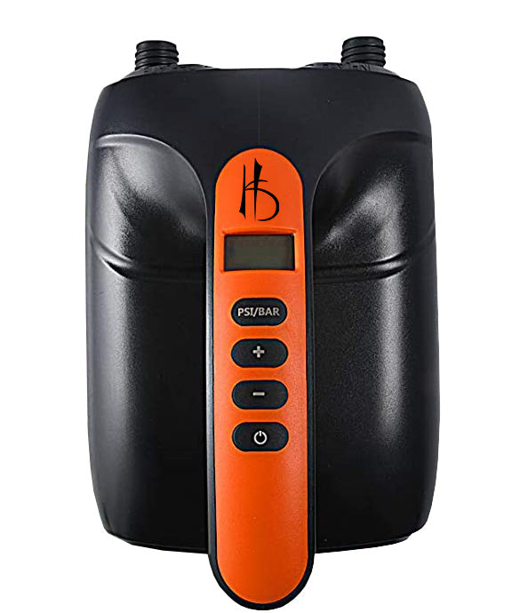 Electric paddle board pump with LCD handle detail