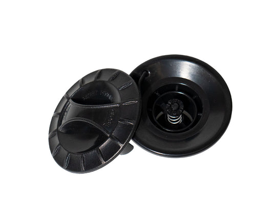 Black paddle board valve with valve stem detail