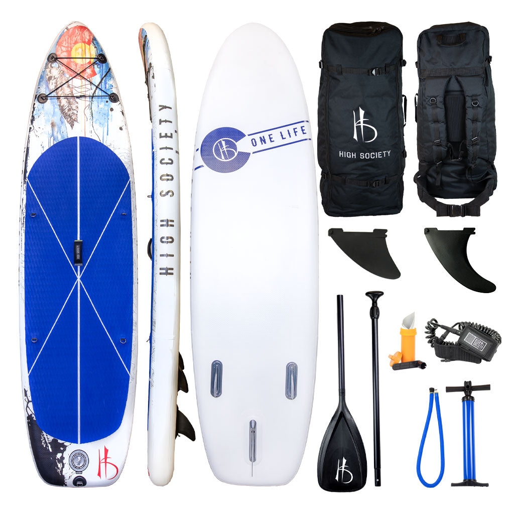 Flagship inflatable stand up paddle board package with included accessories