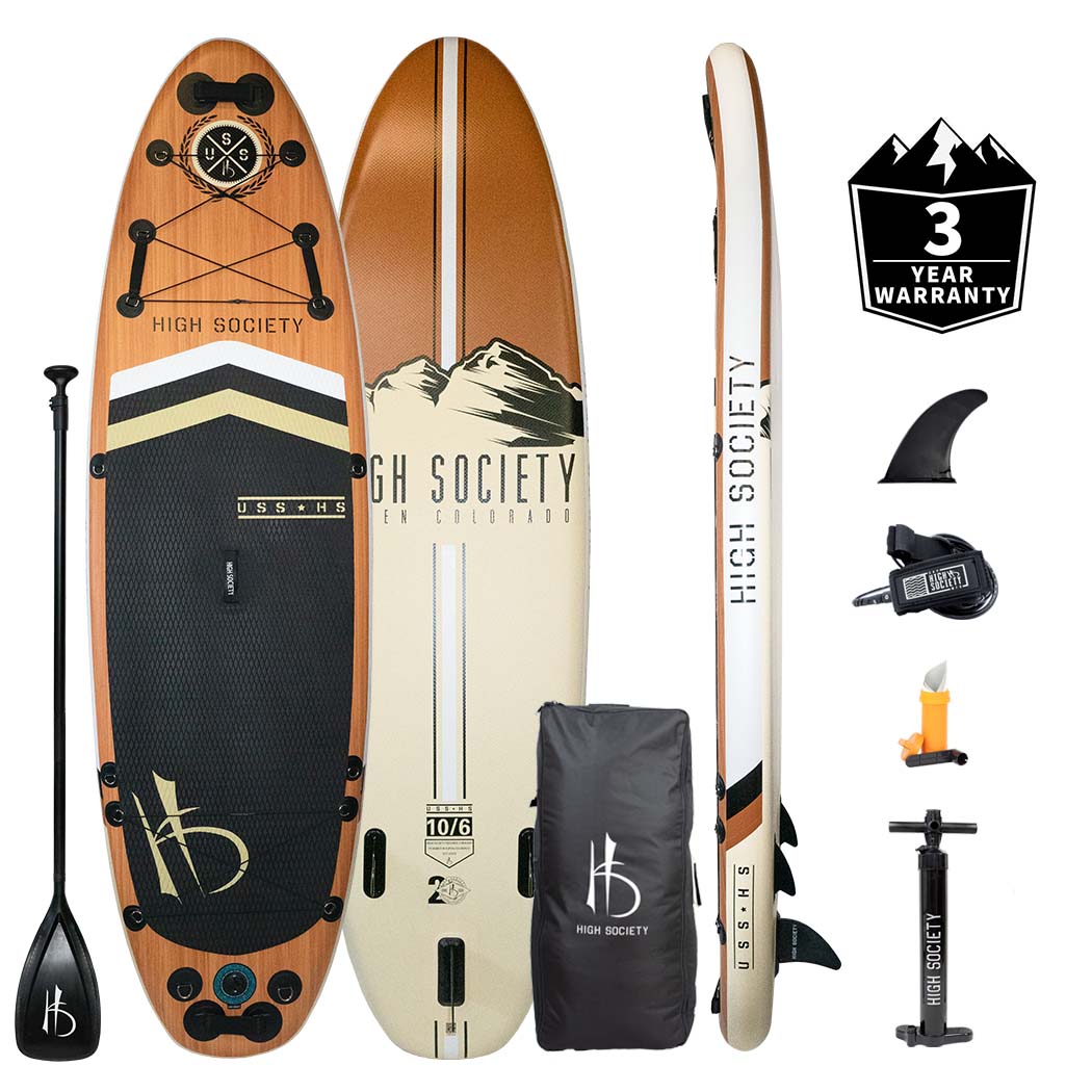 USS HS inflatable stand up paddle board package with included accessories