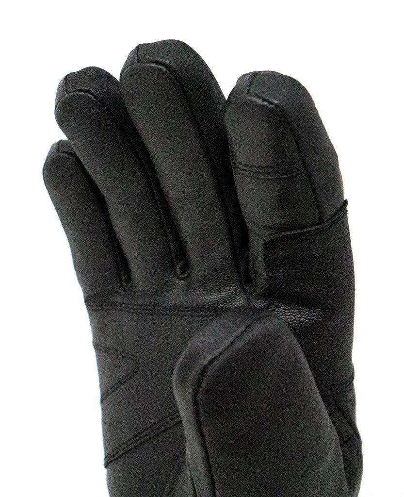 Finger detail on black leather glove