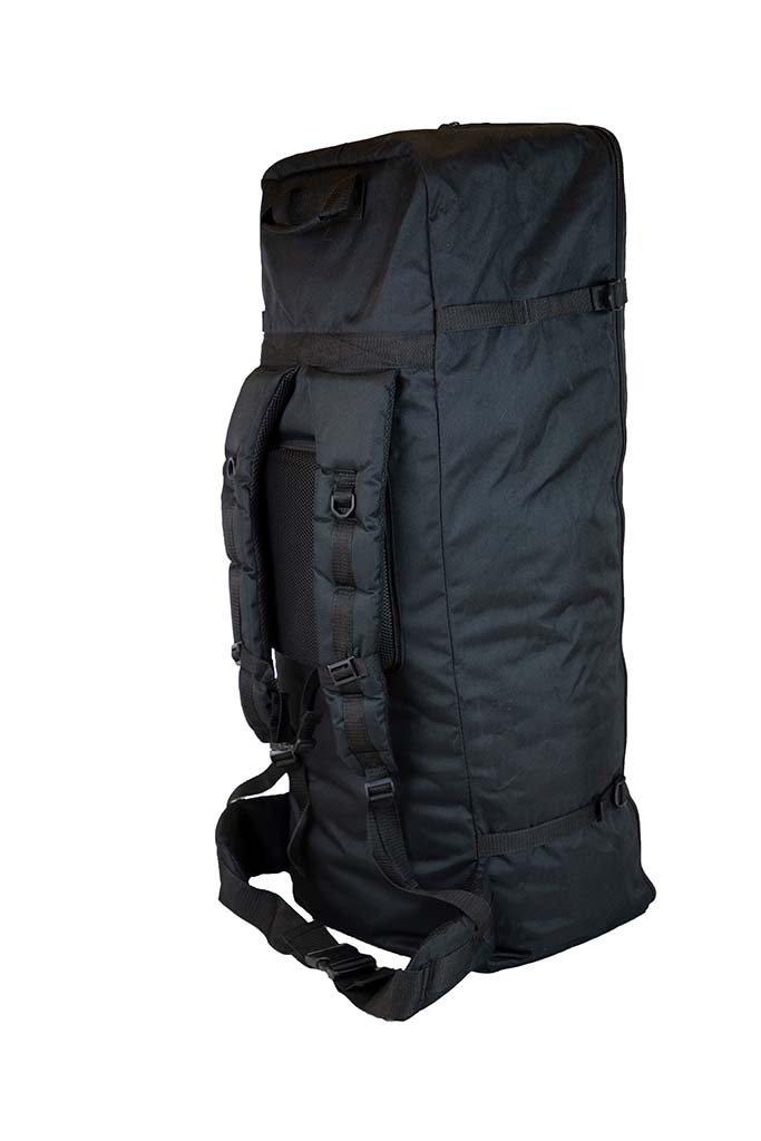 Back angle of black sup pro travel bag